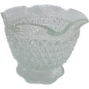 Indiana Glass Diamond Point Clear Pattern Sherbet Sugar Footed Bowl Scalloped